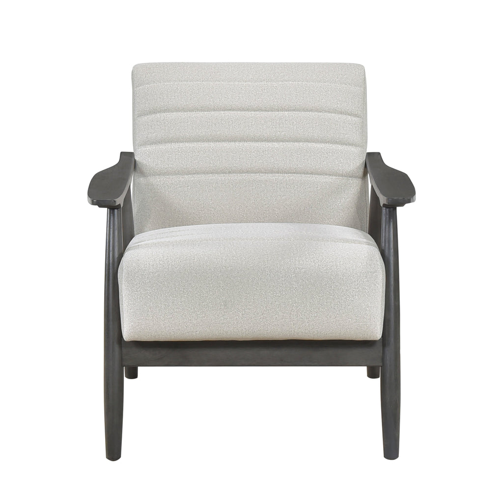 Casual Transitional Accent Chair 1pc Pearl-hued Fabric Upholstery Dark Gray Frame Solid Wood Living Room Furniture