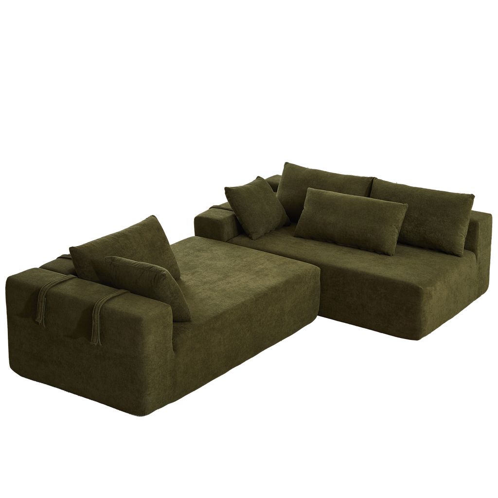 Modern Chenille Upholstered Sectional Sofa Couch Set,Modular 108' L Shaped Sectional Living Room Sofa Set With 6 Pillows,Free Combination Sofa Couch for Living Room,Bedroom(Right Chaise)
