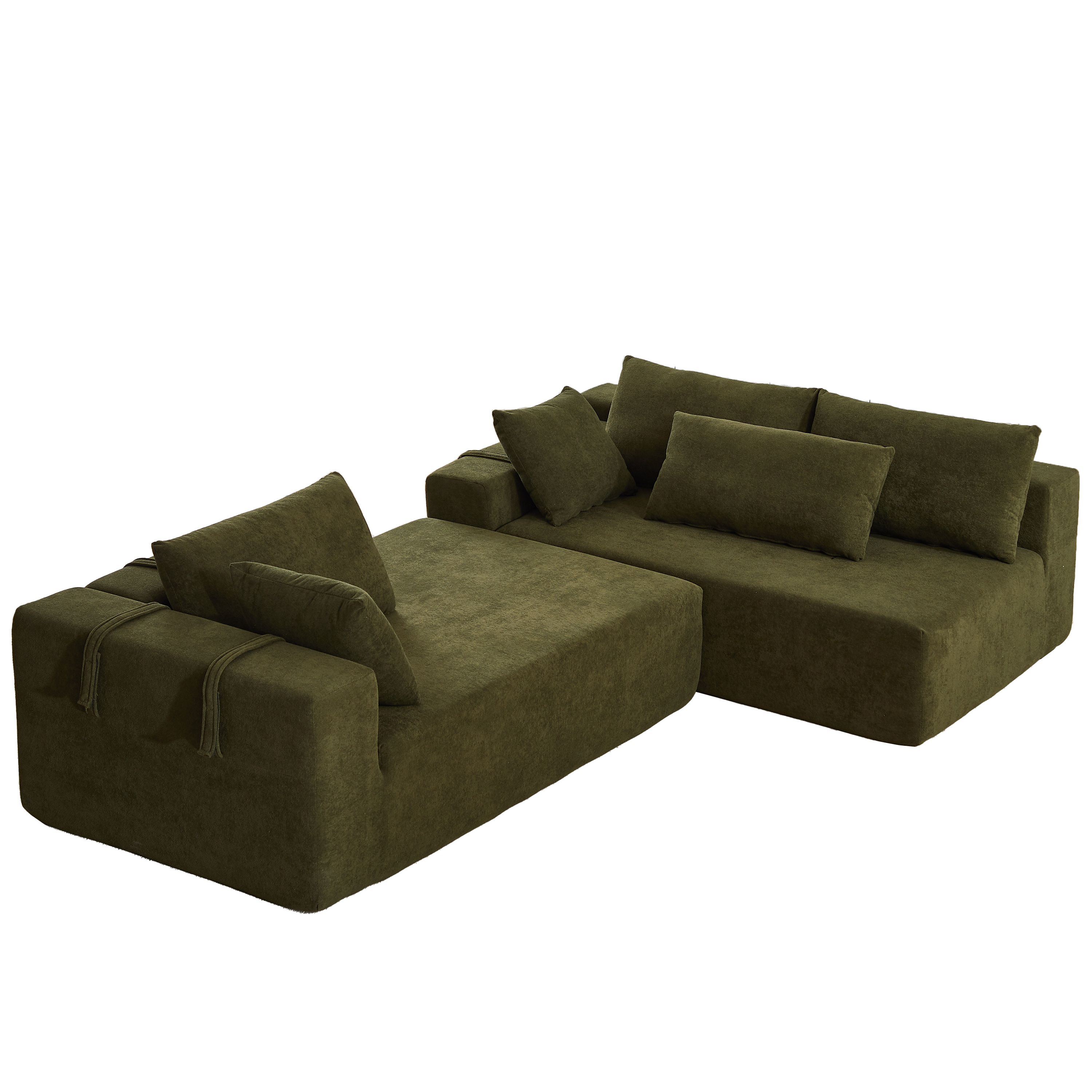 Modern Chenille Upholstered Sectional Sofa Couch Set,Modular 108' L Shaped Sectional Living Room Sofa Set With 6 Pillows,Free Combination Sofa Couch for Living Room,Bedroom(Right Chaise)