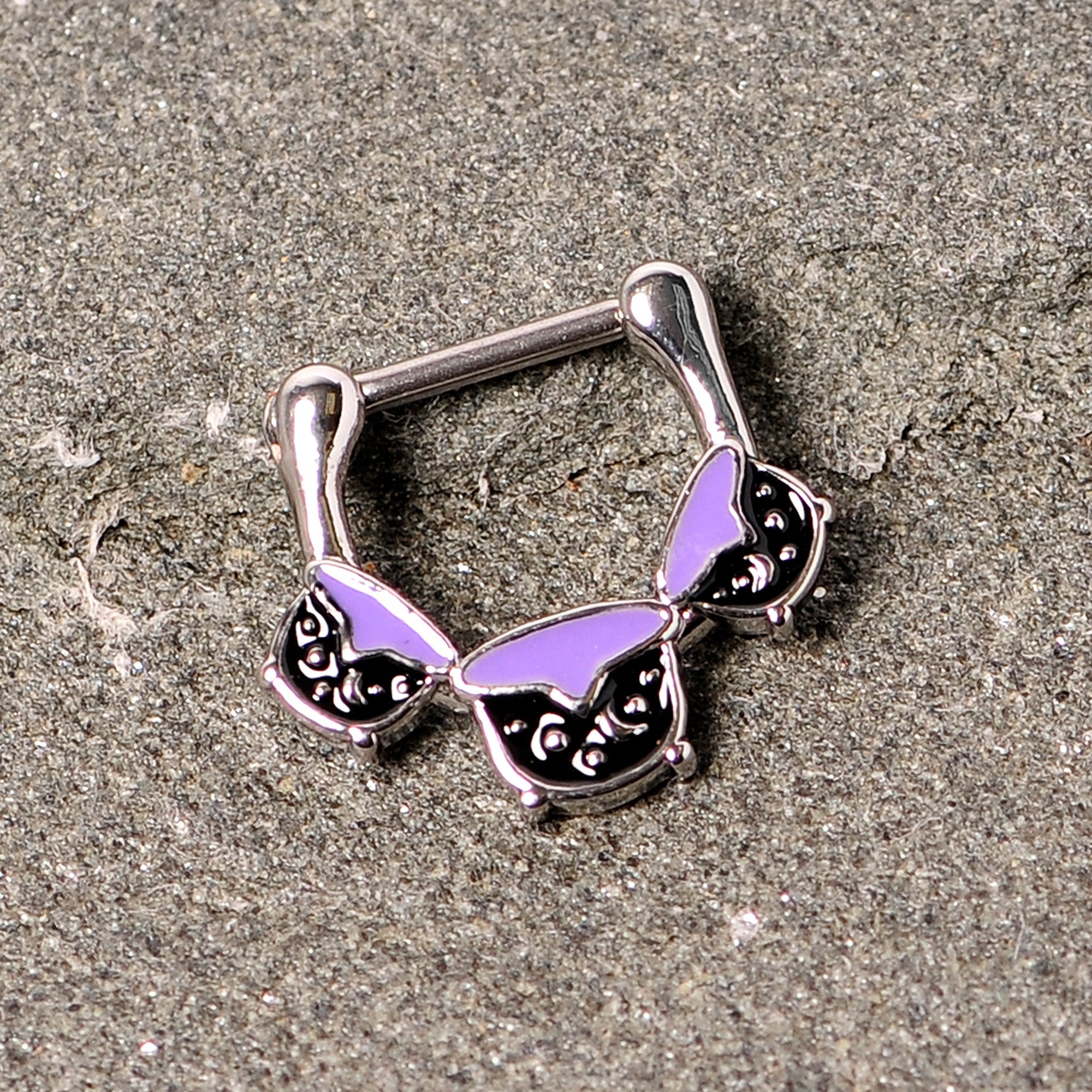 16G 3/8 Black Purple Cauldron Halloween Cartilage Clicker