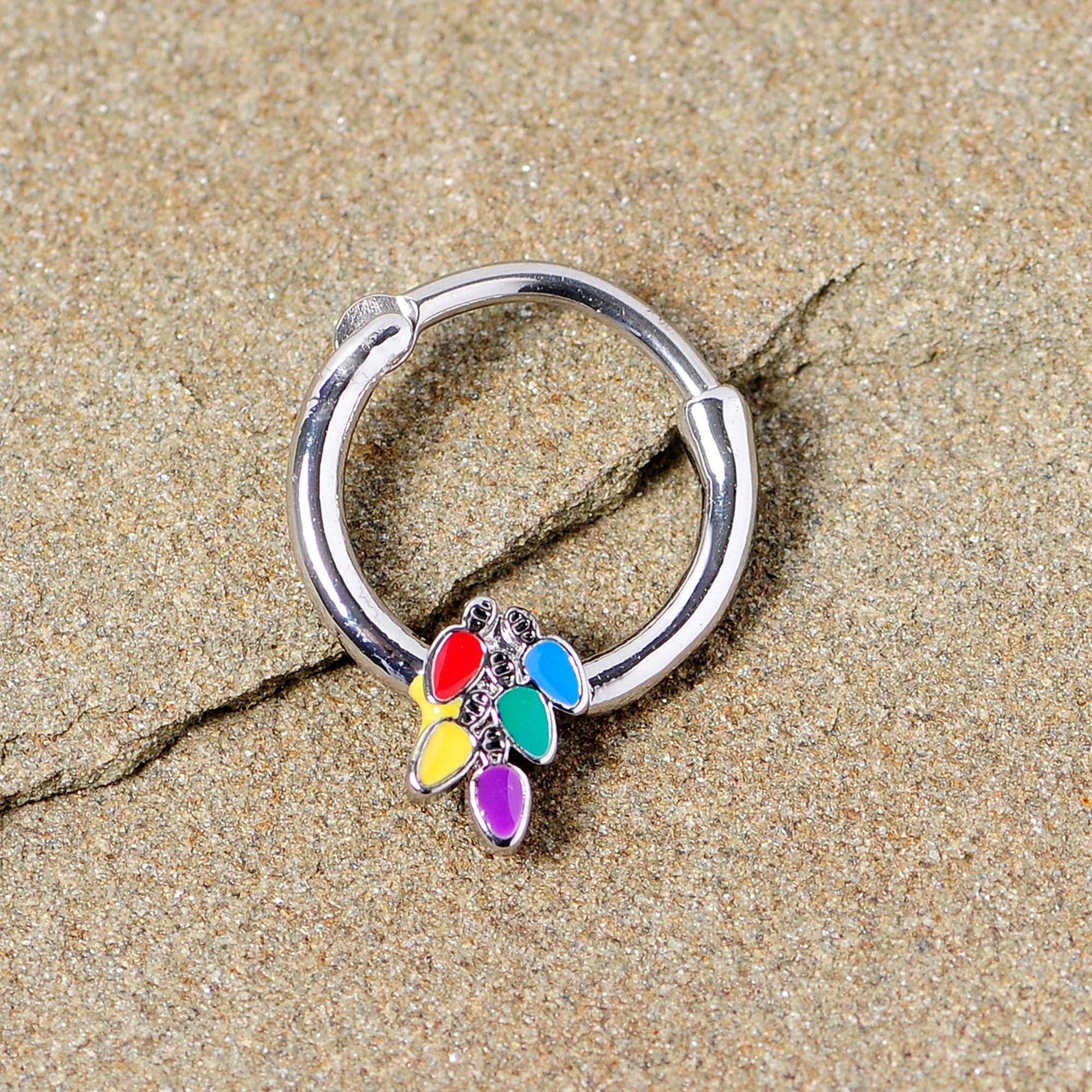 16G 3/8 Christmas Lights Holiday Septum Clicker