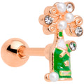 16G 1/4 Clear Gem Rose Gold Tone Champagne Cartilage Tragus