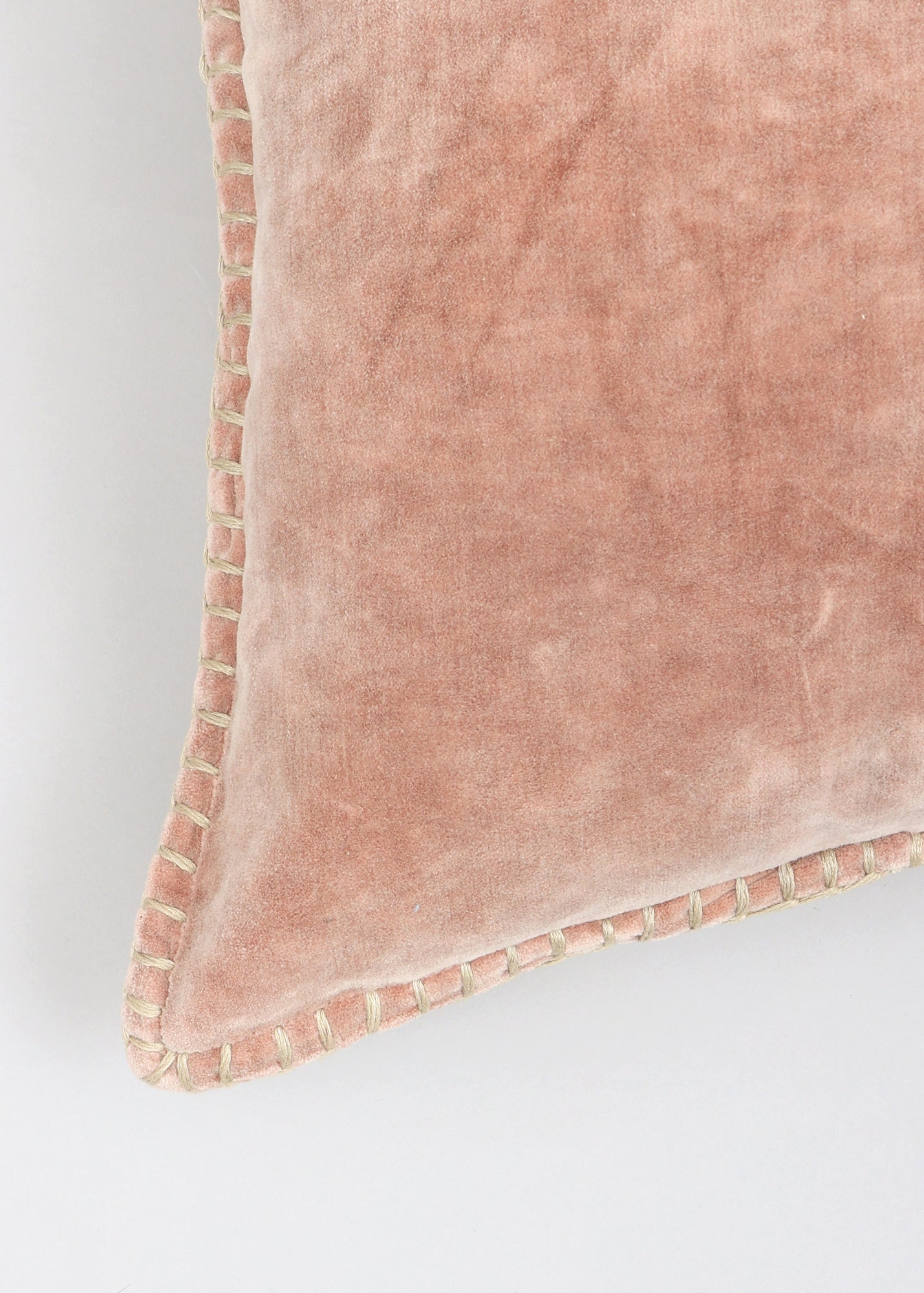 Stonewashed Cotton Velvet Throw Pillow with Decorative Handstiched Edges-19X19'