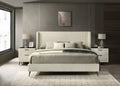 Mavela Wide Wale Corduroy Upholstery Panel King Bed with 2 Nightstands, Cream
