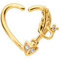 16G 3/8 Clear CZ Gem Arrow Heart Left Heart Closure Ring