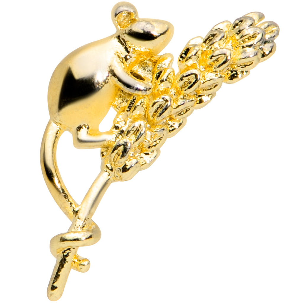 16G 1/4 Gold Tone Wheat Mouse Cartilage Tragus Earring