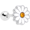 16G 1/4 Yellow Gem White Daisy Flower Hippie Cartilage Tragus