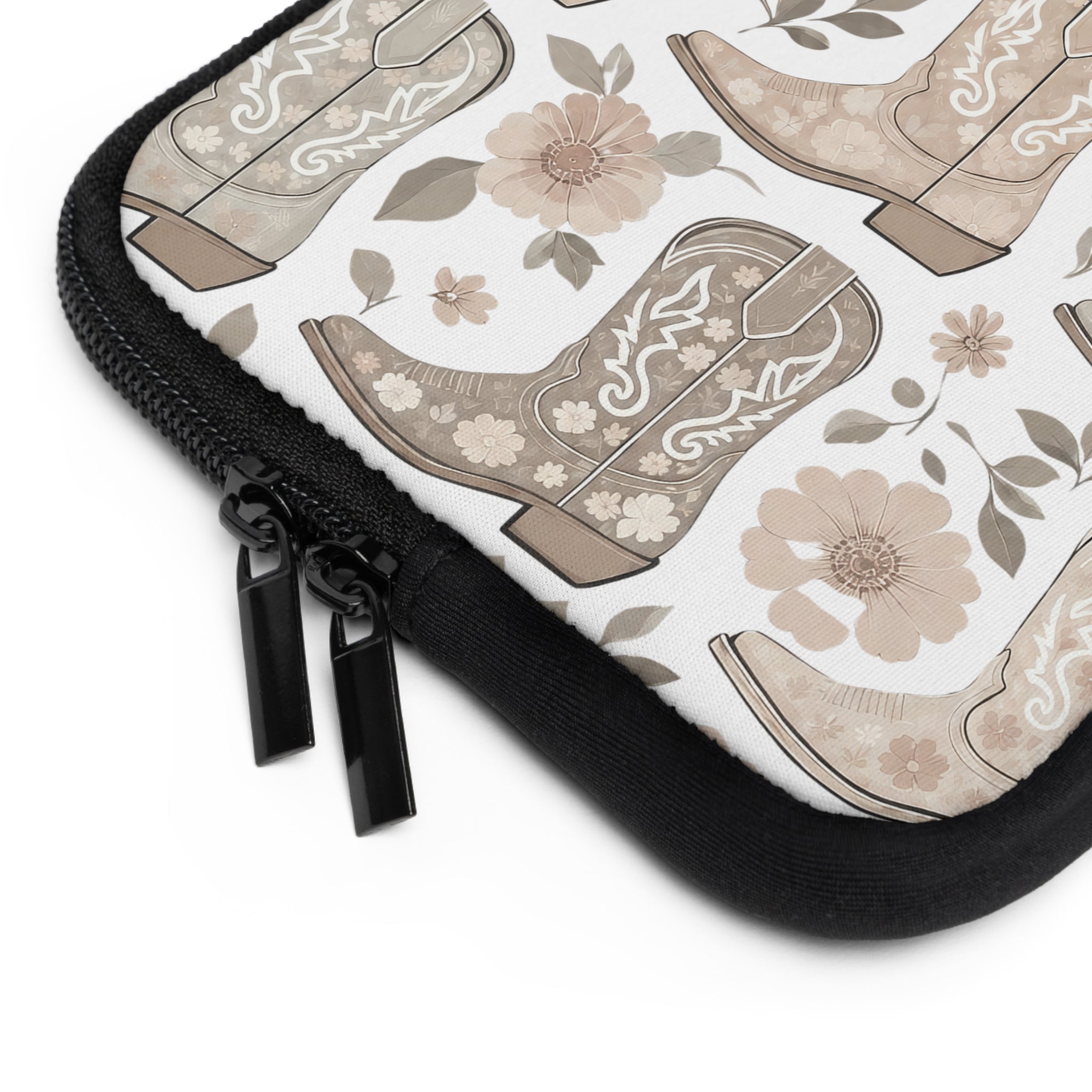 Neutral Cowboy Boot Laptop Sleeve | Tan Western Floral Tech Cover