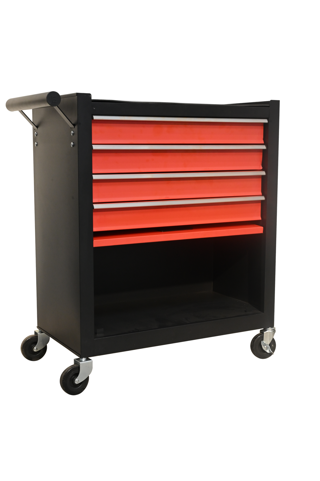 Four drawer rolling toolbox, tool cart with 4 wheels and drawers, large capacity detachable mobile tool storage cabinet for workshops, garages, maintenance rooms, and mechanics