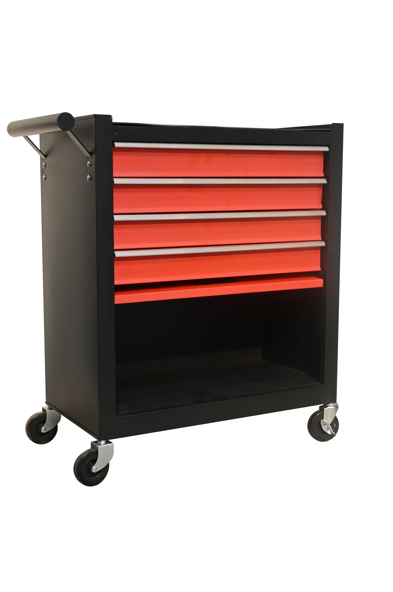 Four drawer rolling toolbox, tool cart with 4 wheels and drawers, large capacity detachable mobile tool storage cabinet for workshops, garages, maintenance rooms, and mechanics