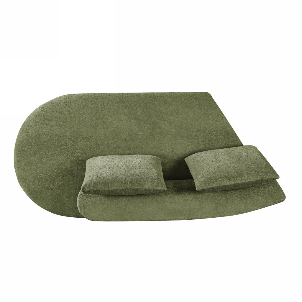 116' Modern Curved Sectional Sofa with High-Density Fully Compressed Sponge and Chaise Lounge, Pearl Upholstery, 2-Piece Set, Fully Assembled Right Hand Facing, Perfect for Living Room, Lounge