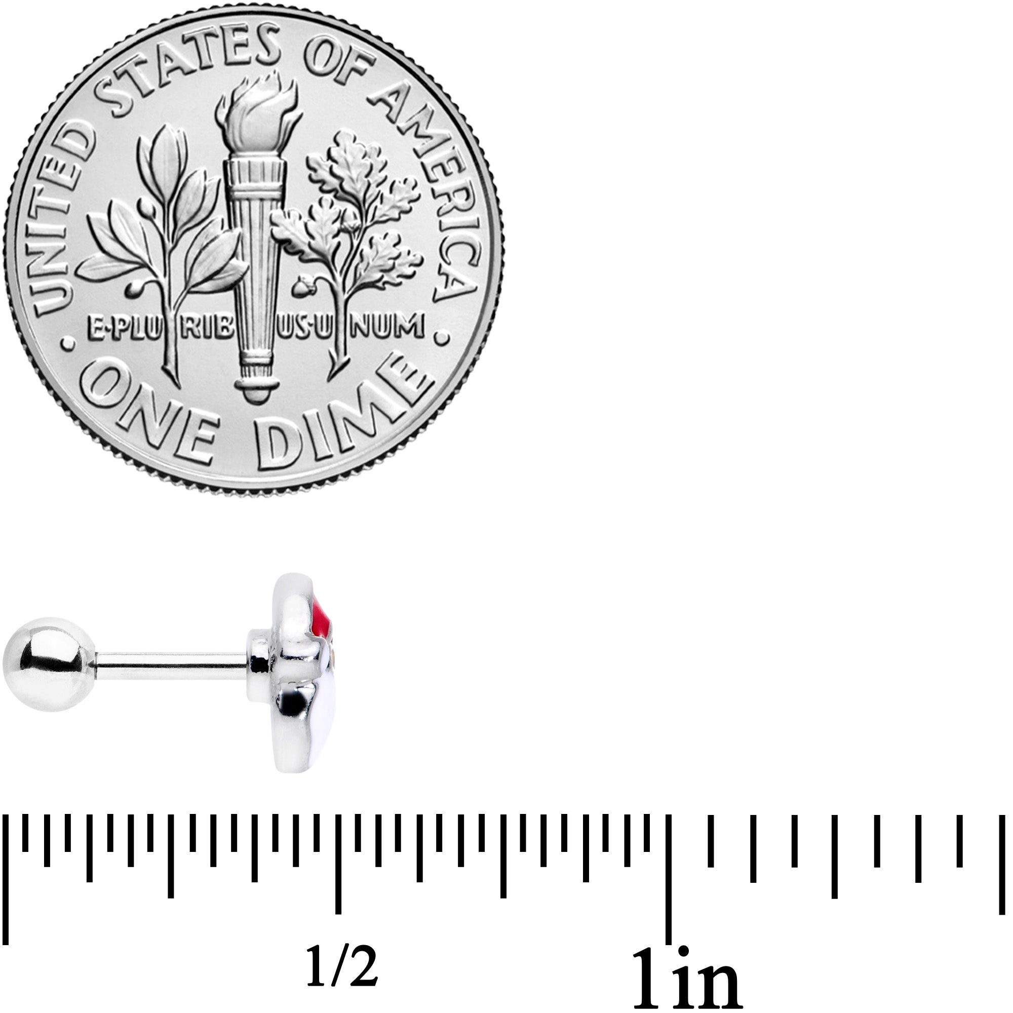 16G 1/4 Red White Santa Claus Christmas Cartilage Tragus Earring