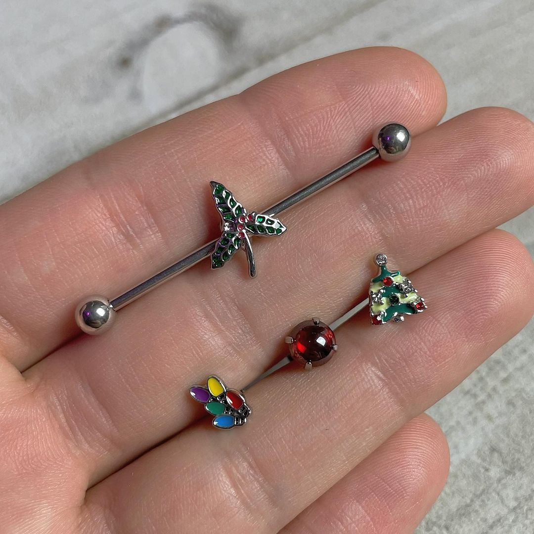 16G 1/4 Christmas Lights Holiday Cartilage Tragus