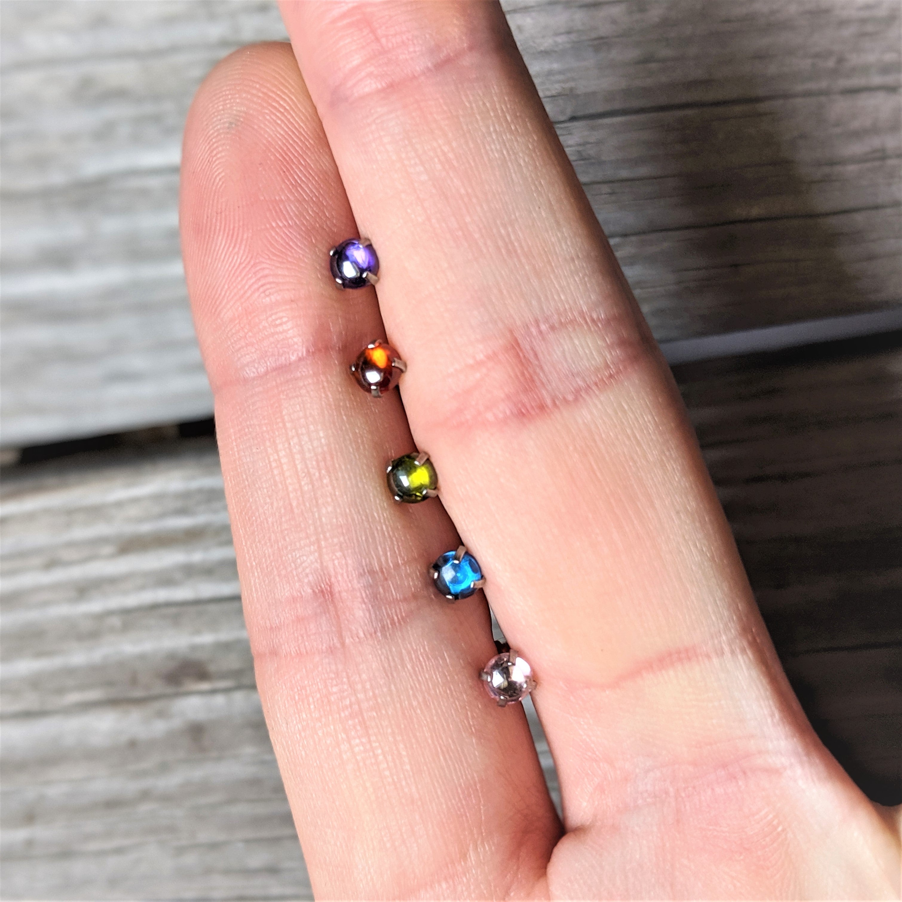 16G 1/4 Pink CZ Gem Smooth Hemisphere Cartilage Tragus Earring