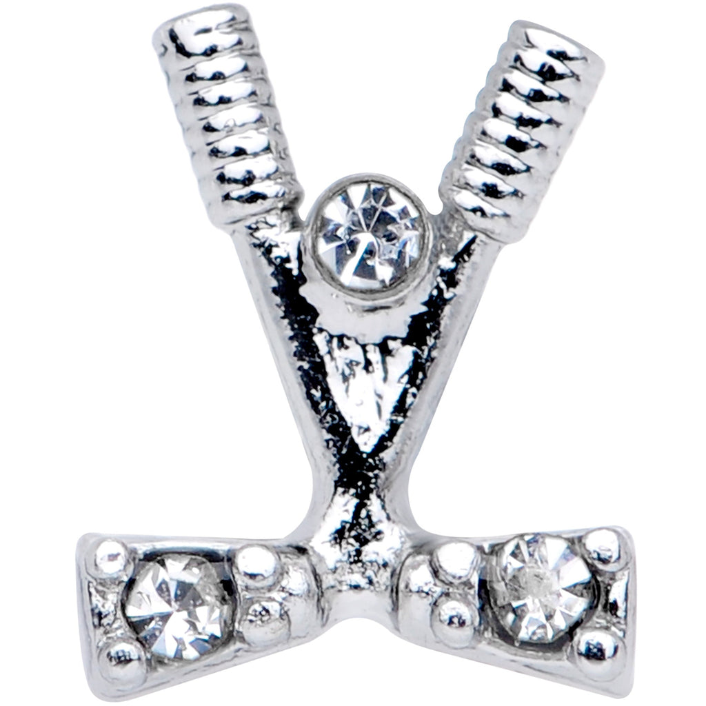 16G 5/16 Clear CZ Gem Crossed Golf Clubs Labret Monroe Tragus