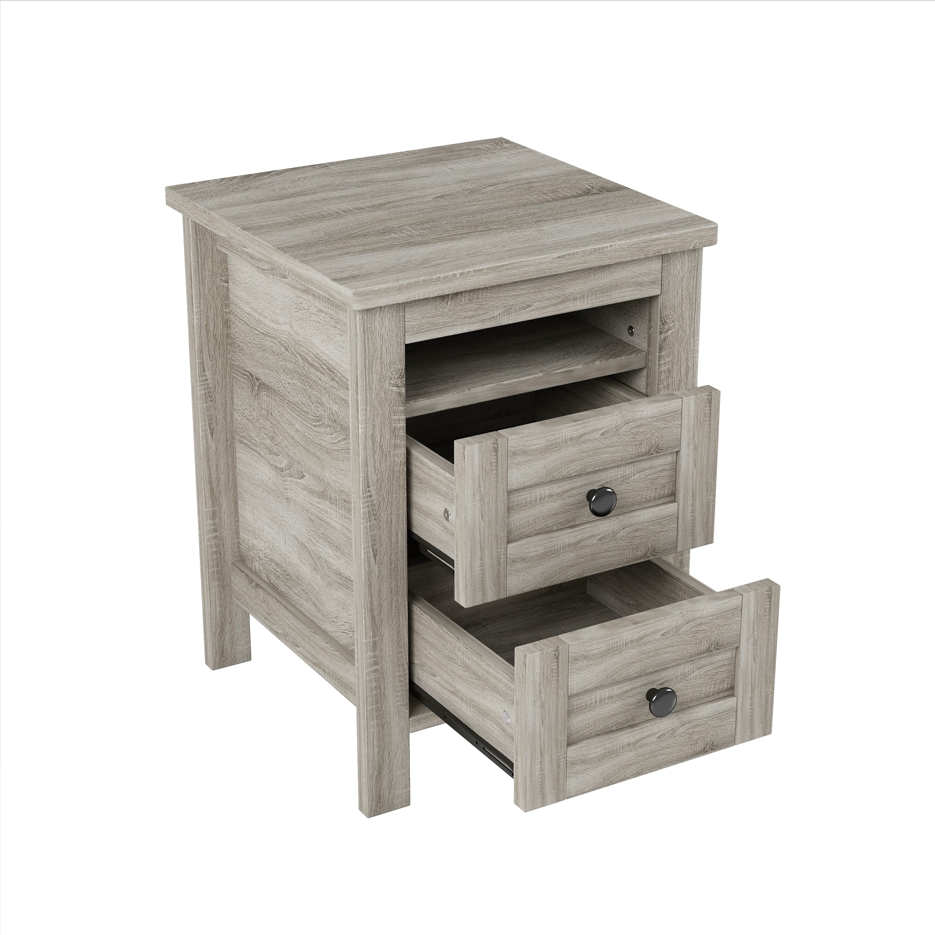 3-Pieces Bedroom Sets Queen Size Farmhouse Platform Bed with Double Sliding Door Storage Headboard and Charging Station, Storage Nightstand and Dresser, Antique Gray(Old SKU HL000092AAG)
