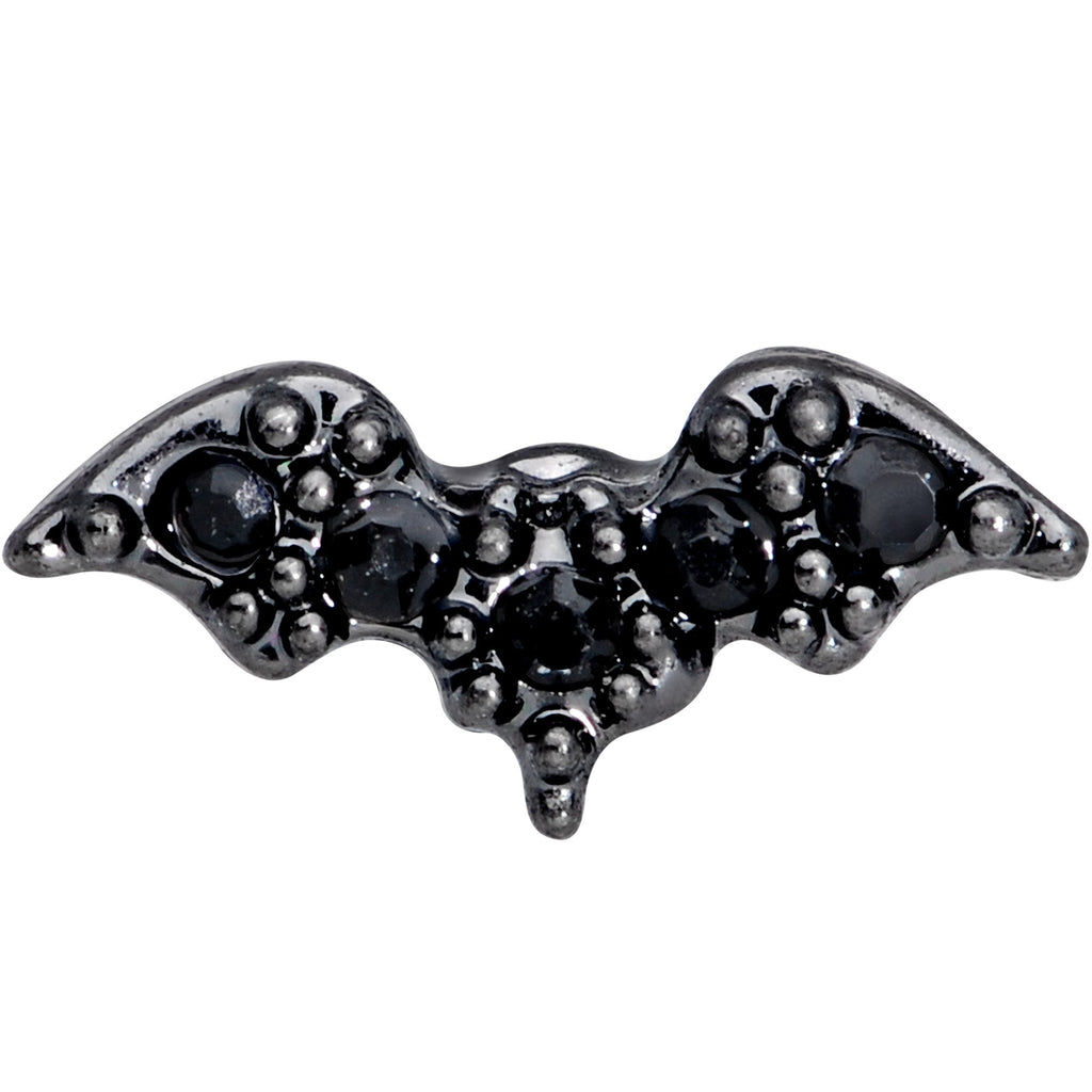 16G 1/4 Black Gem Black Bat Halloween Cartilage Tragus Earring