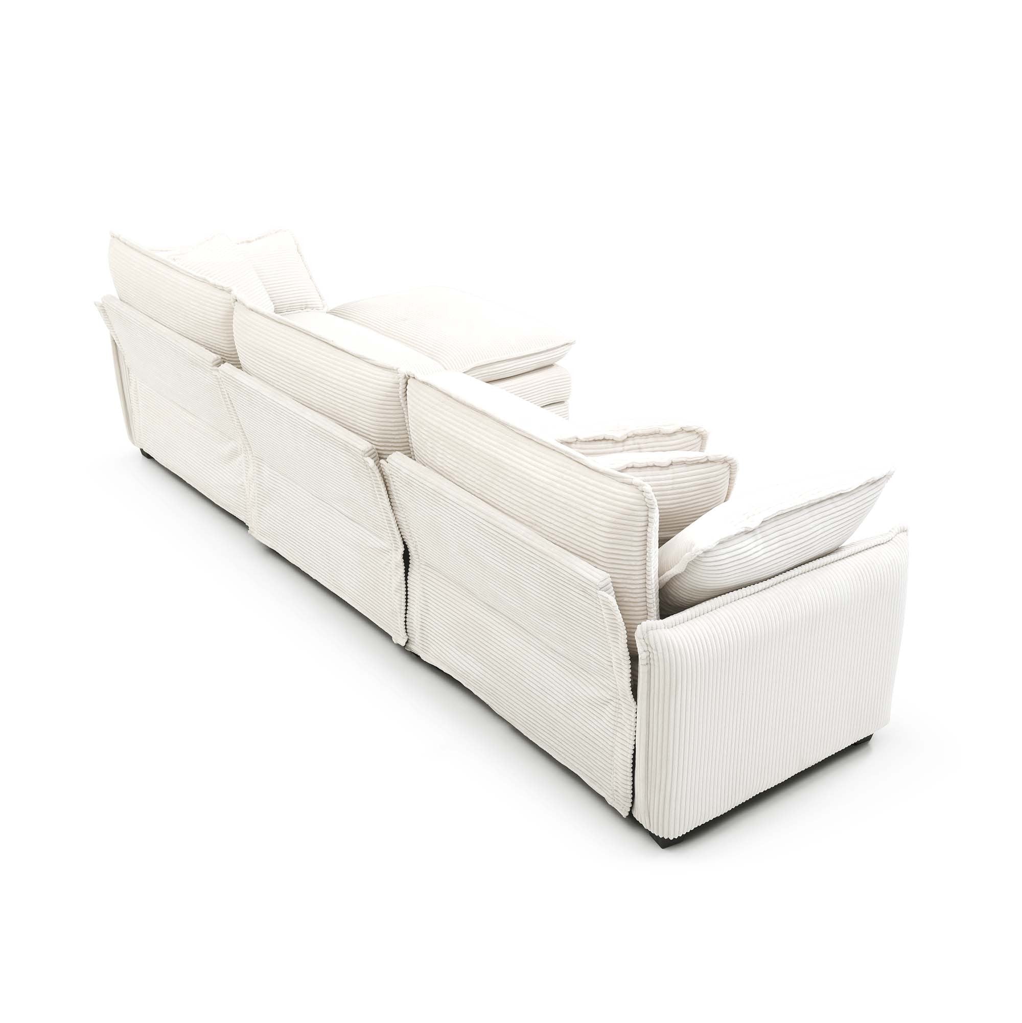 Modern Living Room Sofa 3 Pieces Set, Two 2-Seater Sofas and One 3-Seater Sofas, Upholstery Large Deep Seat Sofa with sofat Cushion and Pillowss, Beige Corduroy