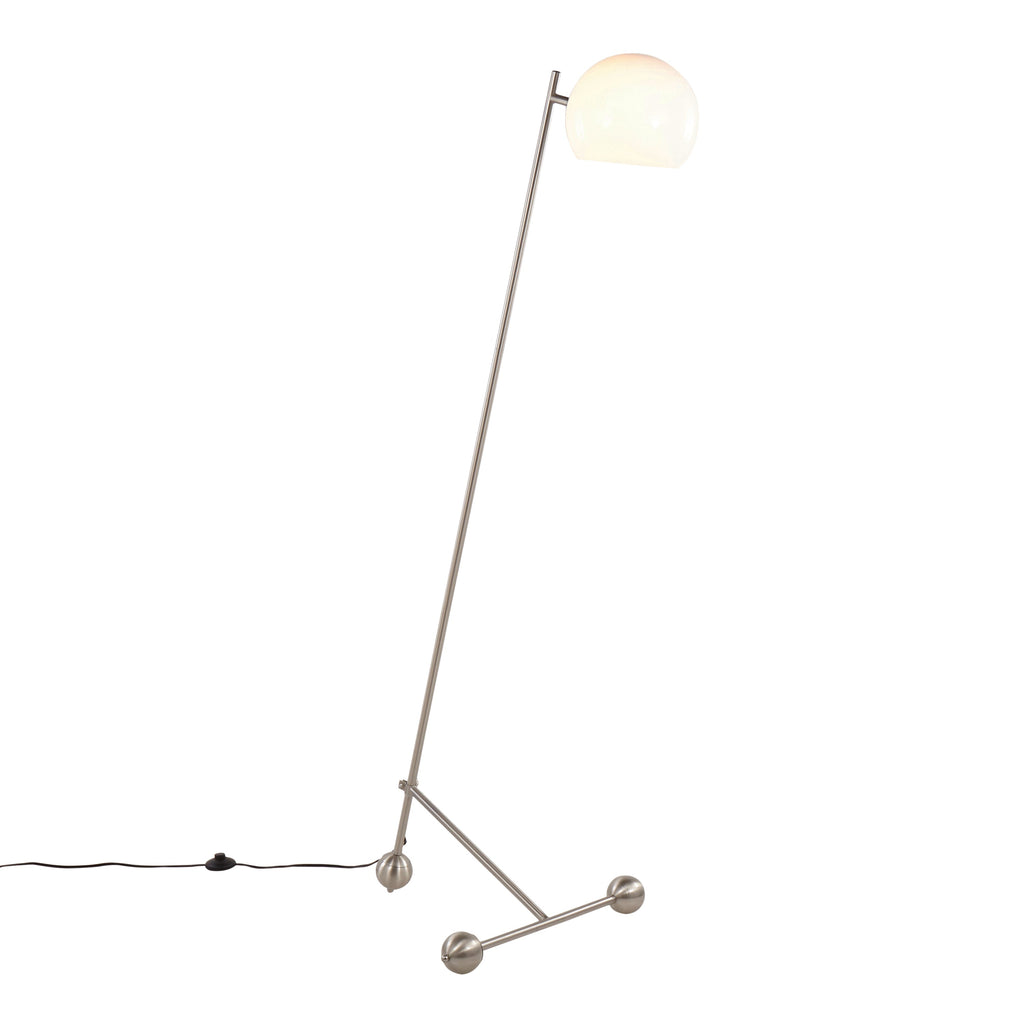 Eileen Contemporary Floor Lamp in Brushed Nickel with White Plastic Shade by LumiSource