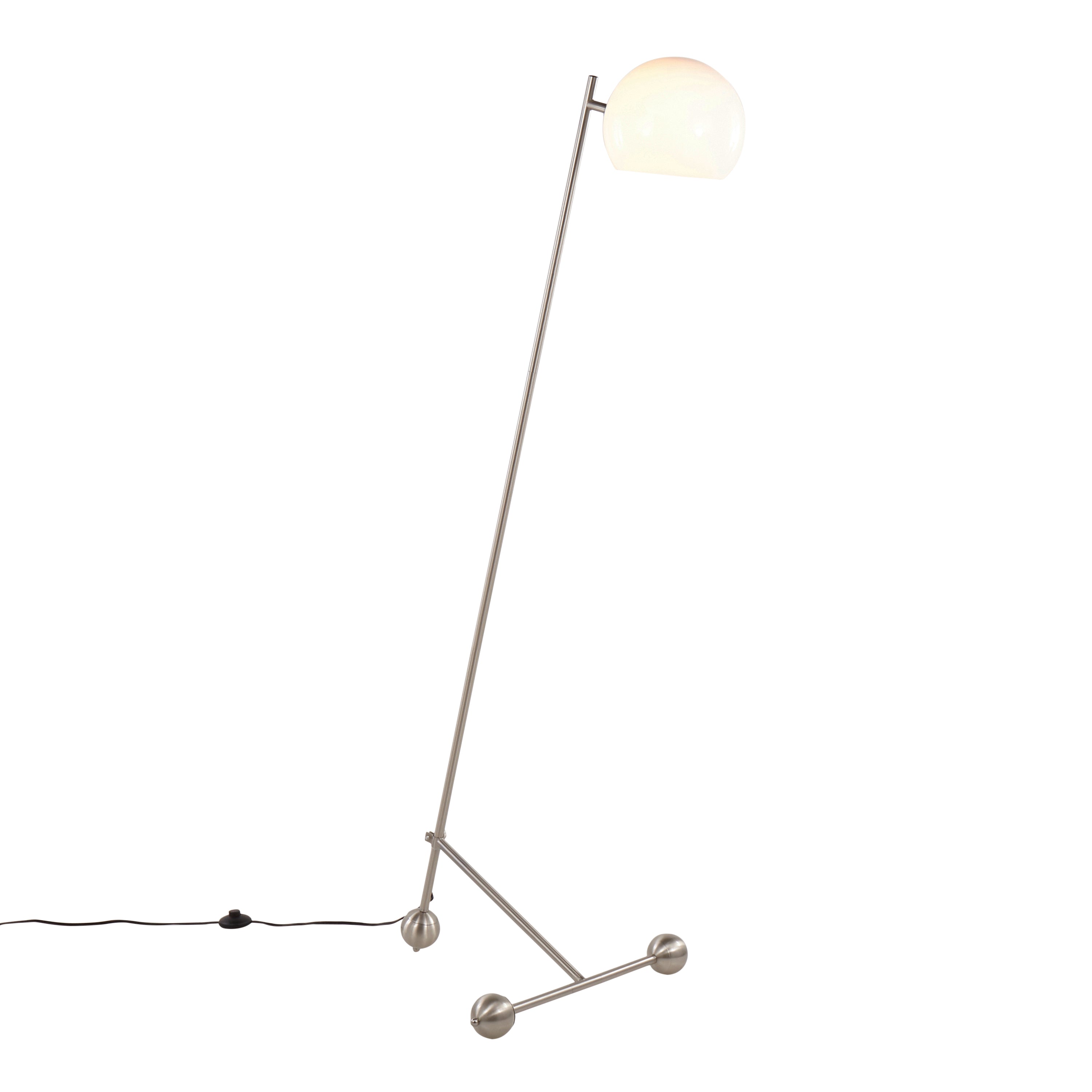 Eileen Contemporary Floor Lamp in Brushed Nickel with White Plastic Shade by LumiSource