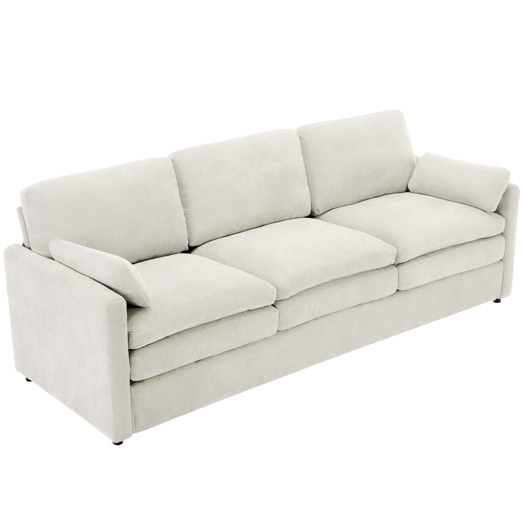 89'  Cozy Upholstered 3-seater Sofa Oversized Comfy Cloud Sofa Double Cushion 3-seater Sofa Plush Cushion Sofa Couch for Living Room, Beige