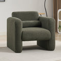 Modern Accent Chair Lambskin Sherpa Fabric Upholstered Comfy Reading Arm Chair Seaweed Green