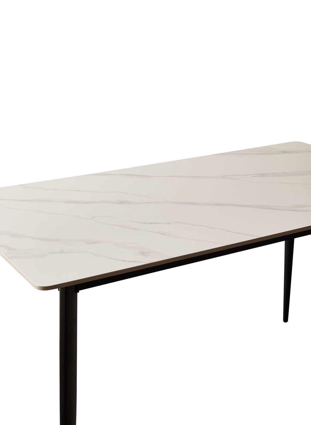 Mid Century Modern Dining Table 55 Inch Round White Sintered Stone Top Heavy Duty Metal Legs Waterproof Surface for Kitchen Dining Room or Office Furniture