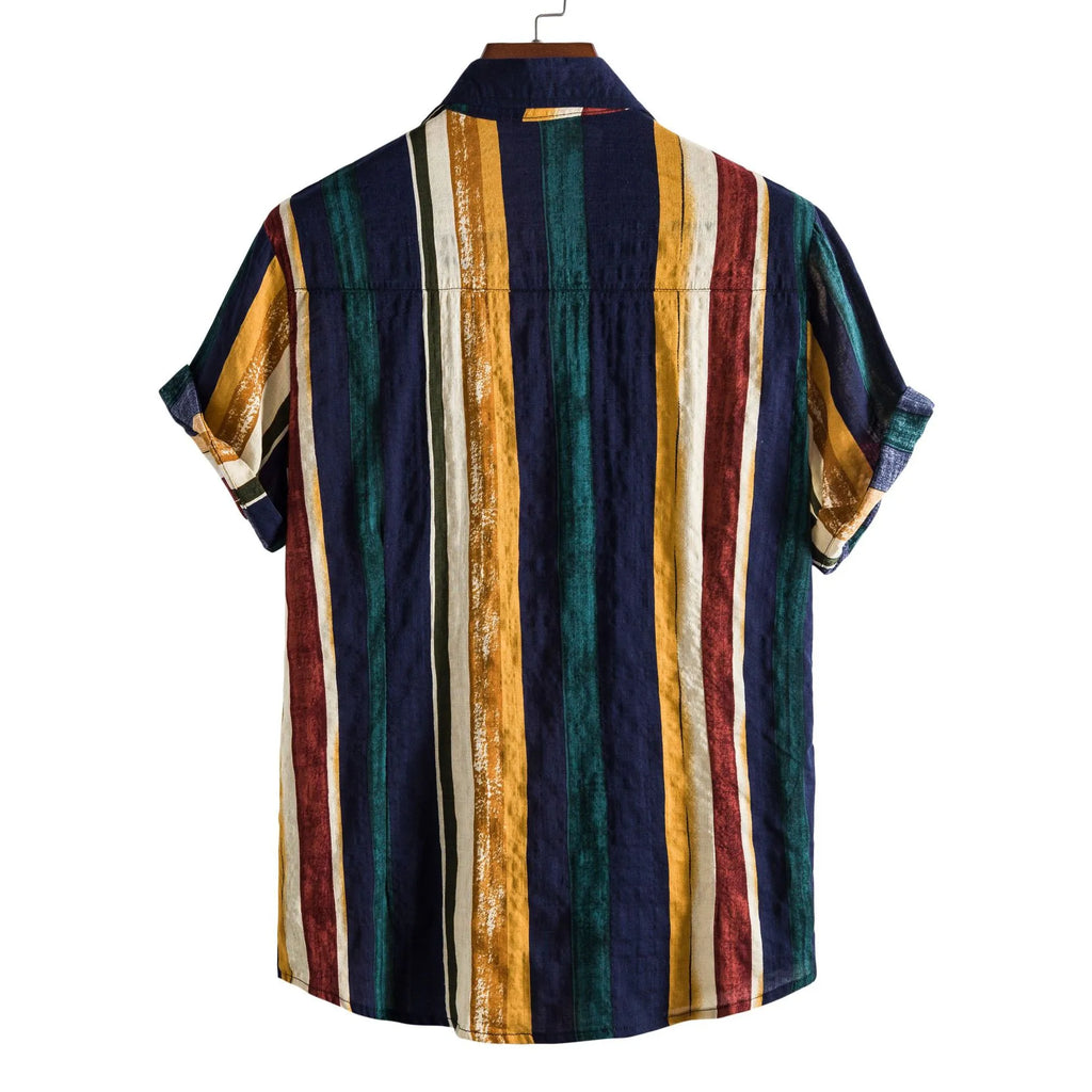 Striped Short Sleeve Button-Up Shirt