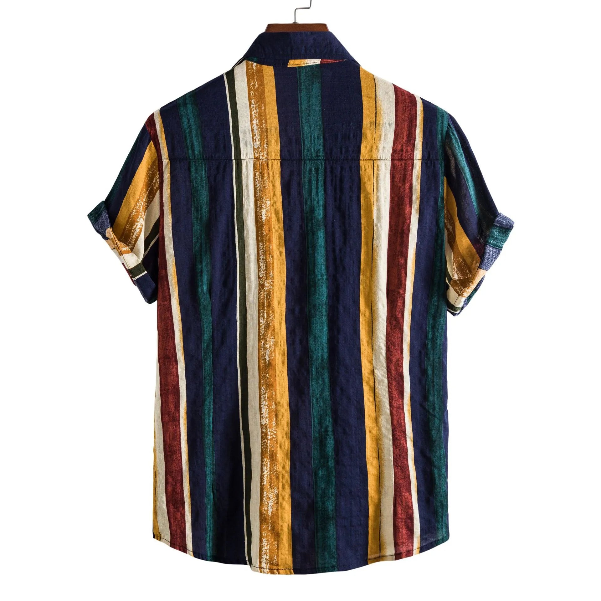 Striped Short Sleeve Button-Up Shirt