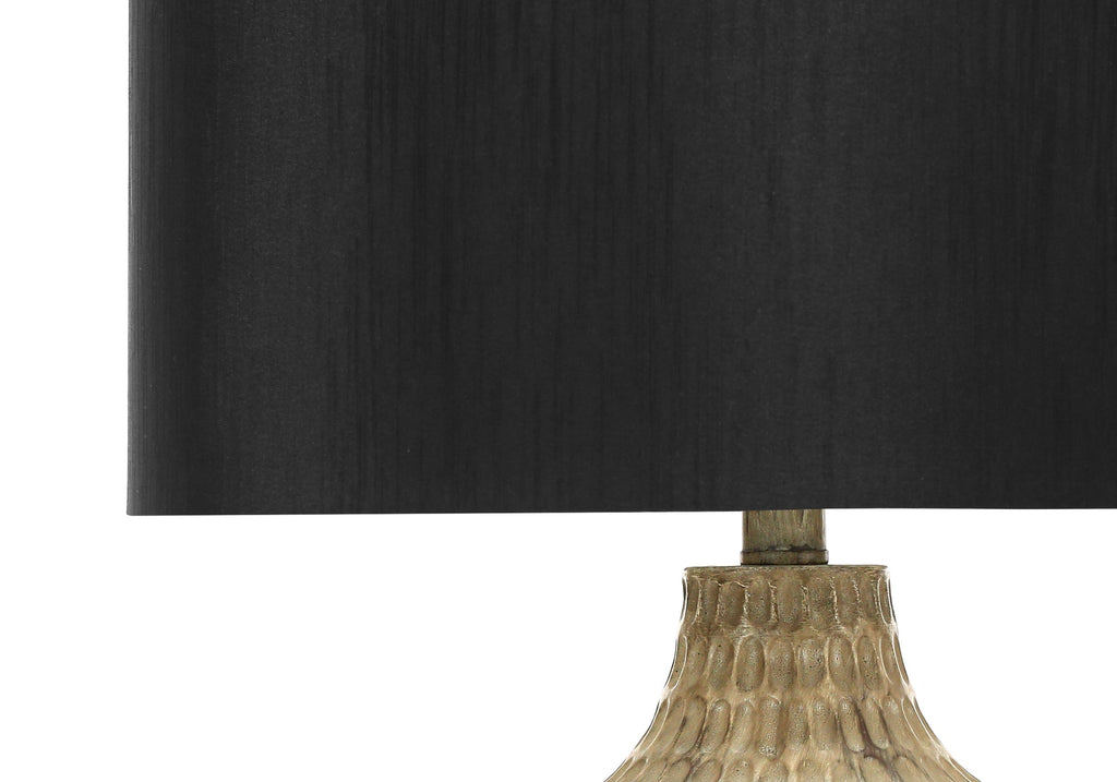 Lighting, 25'h, Table Lamp, Black Shade, Brown Resin, Contemporary