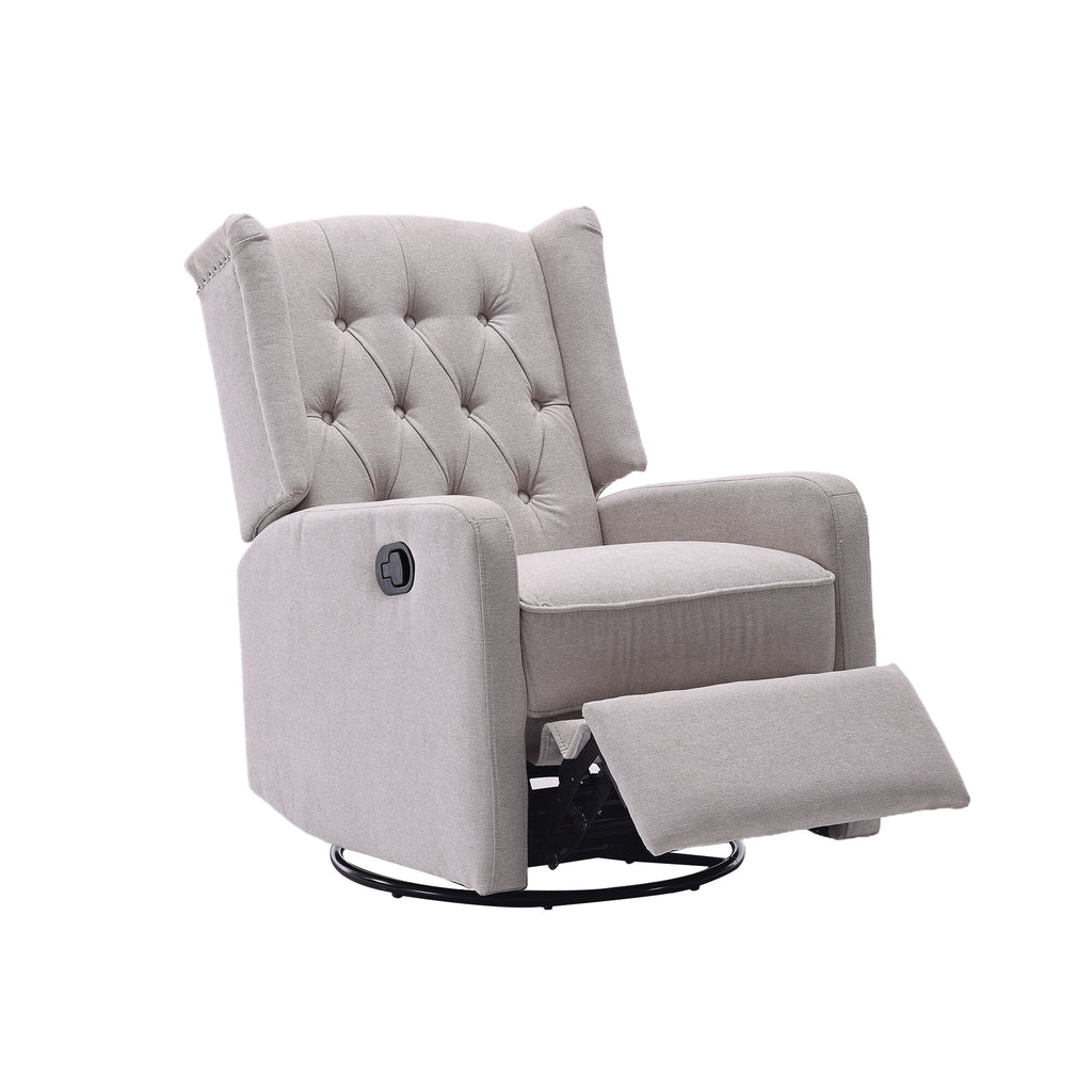 COOLMORE Rocking Recliner Chair,360 Degree Swivel Nursery Rocking Chair,Glider Chair,Modern Small Rocking Swivel Recliner Chair for Bedroom,Living Room Chair Home Theater Seat (Beige)