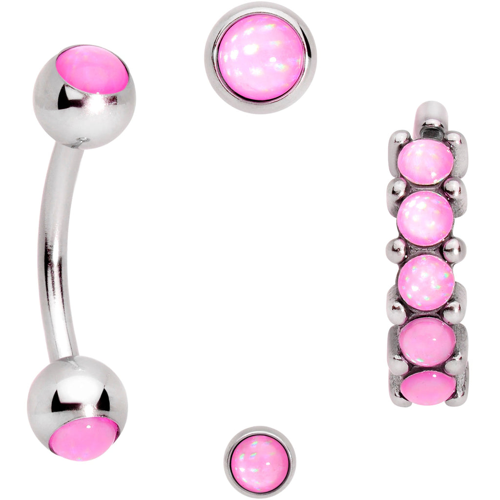 16G Pink Orb Septum Labret Cartilage Tragus Set of 4