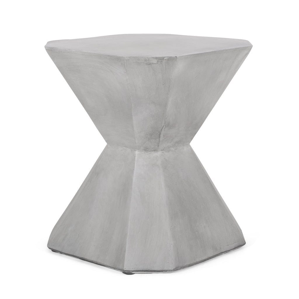 Modern Outdoor Lightweight Concrete Side Table in Natural Color