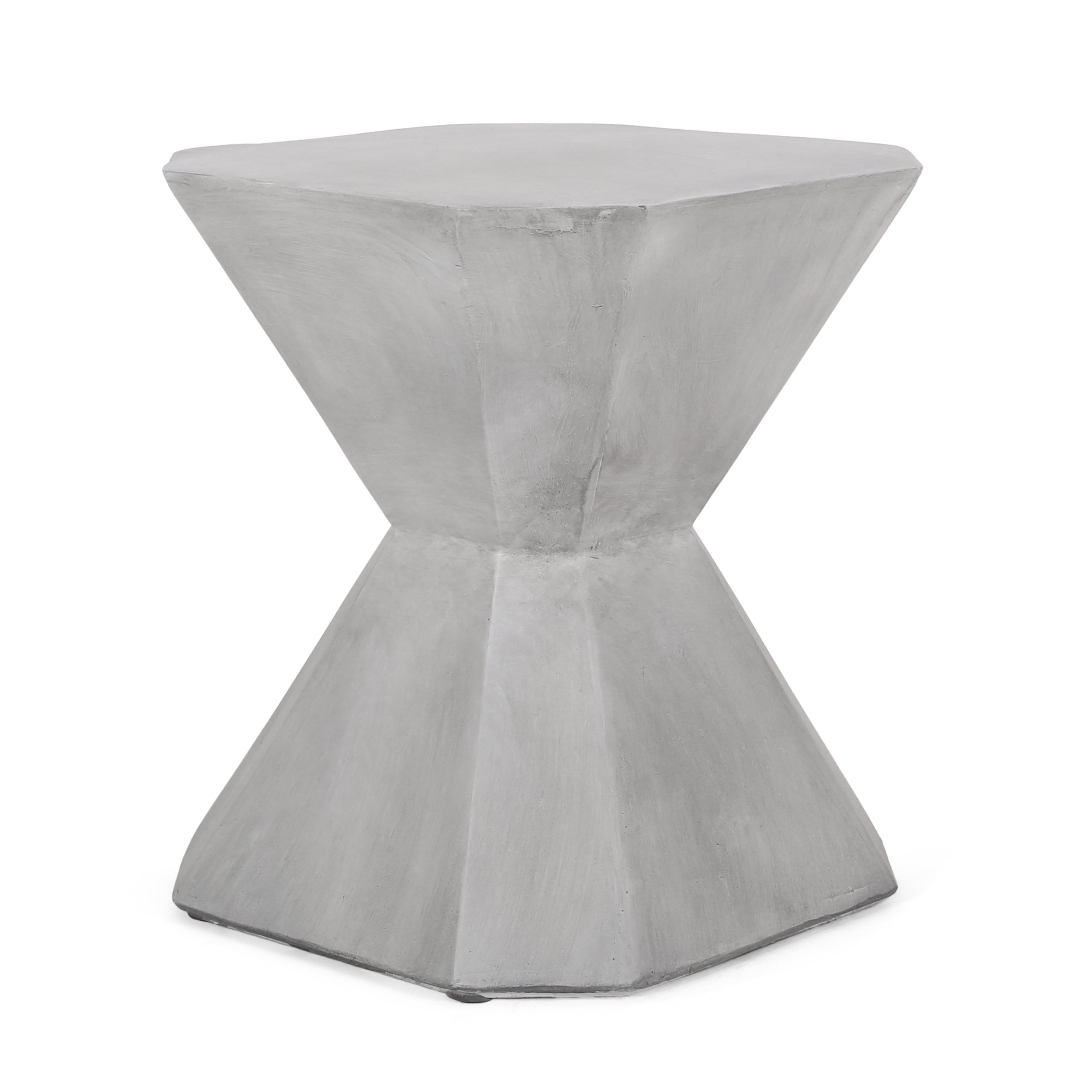 Modern Outdoor Lightweight Concrete Side Table in Natural Color