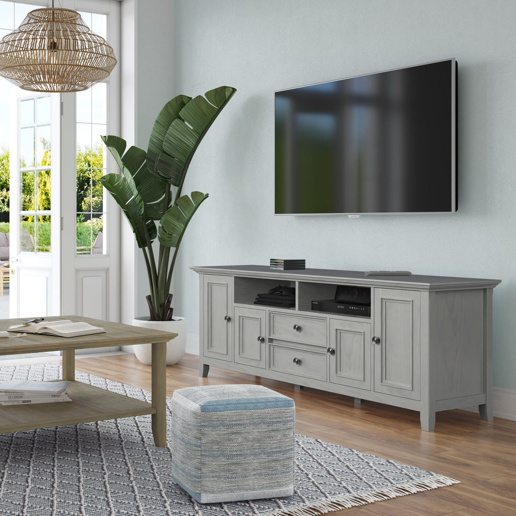 Amherst 72 inch Solid Wood TV Media Stand in Fog Grey