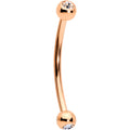 16G 9/16 Clear Gem Ball End Rose Gold Tone Curved Barbell