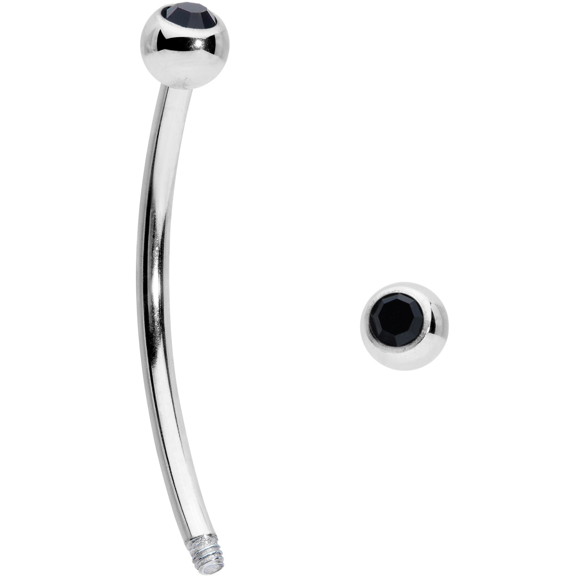 16G 5/8 Black Gem Ball End Curved Barbell