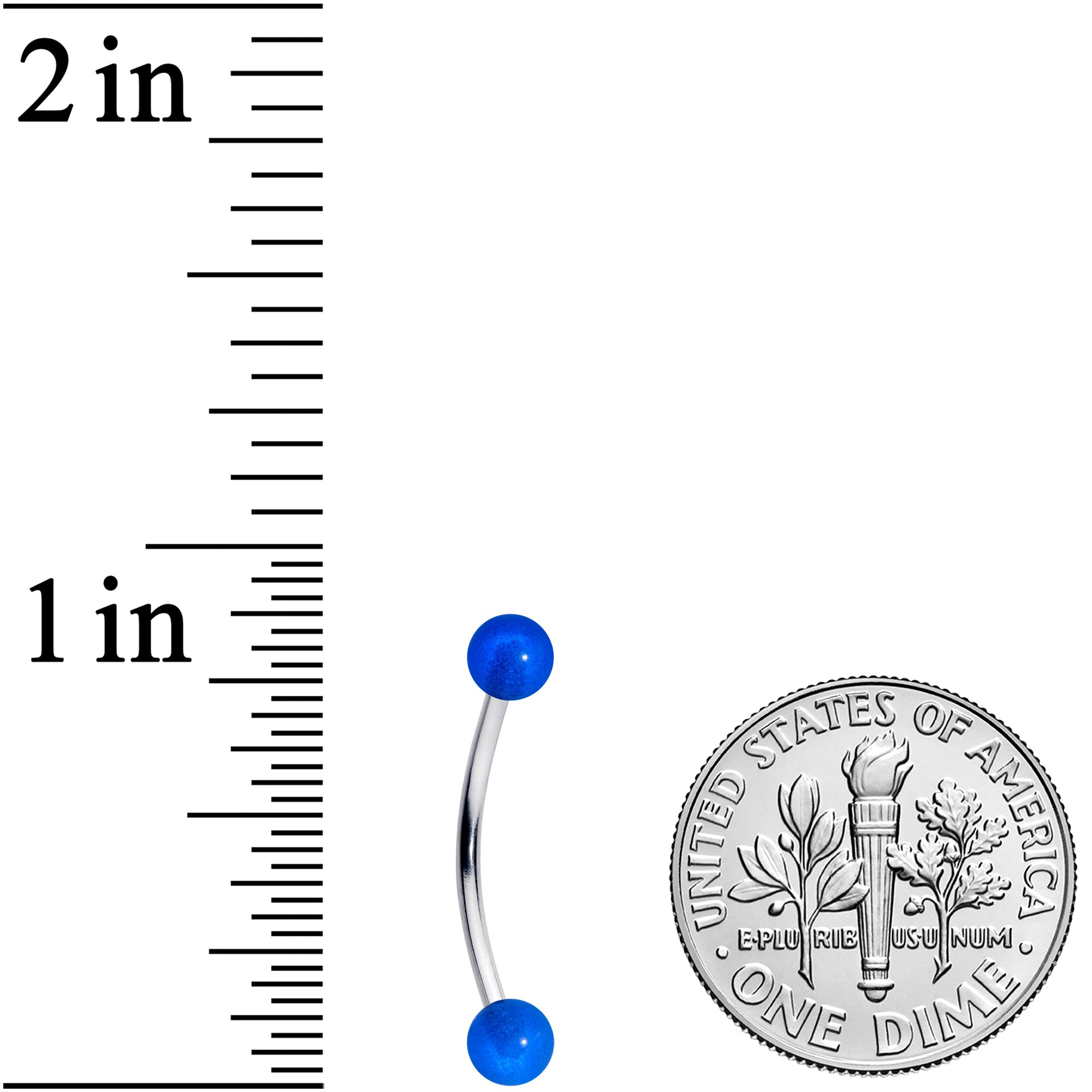 16G 9/16 Blue Glow in the Dark Ball End Curved Barbell