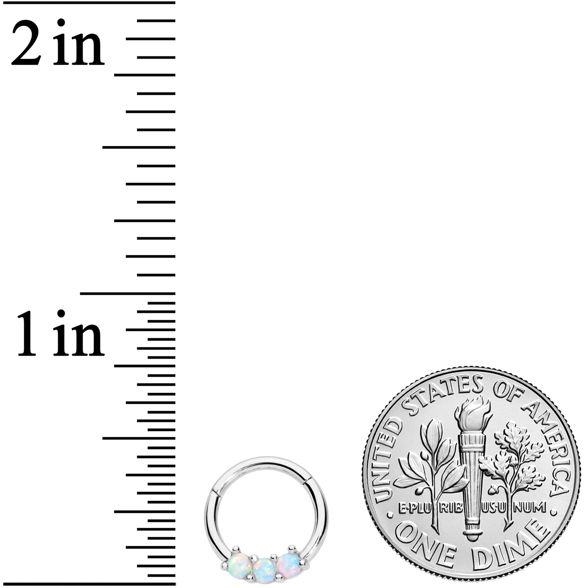 16G 5/16 White Synthetic Opal Trio Hinged Segment Ring