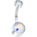 Aurora 8mm Titanium Internal Thread Belly Ring Created with Crystals