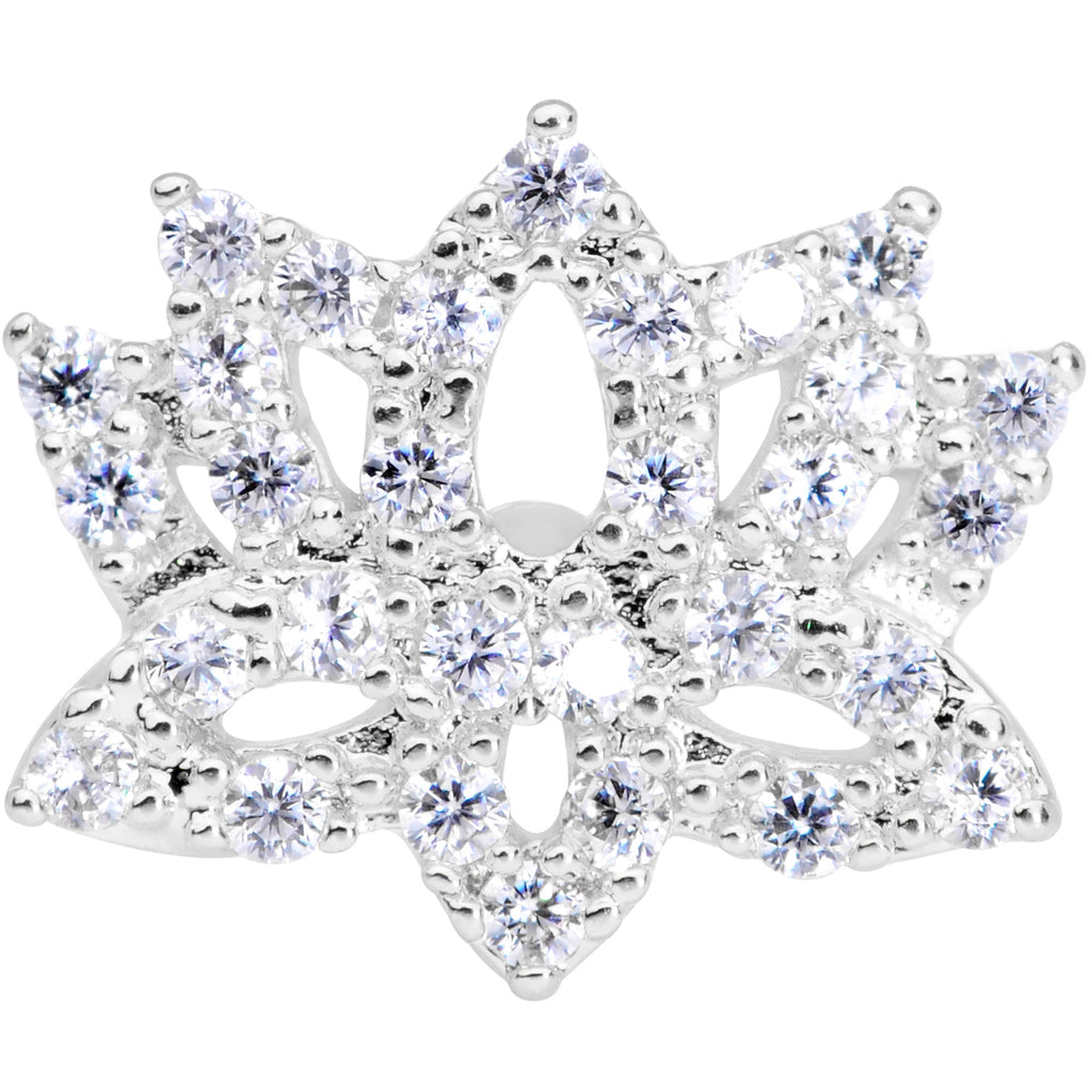 16G 1/4 Clear CZ Gem Lotus Flower Cartilage Tragus