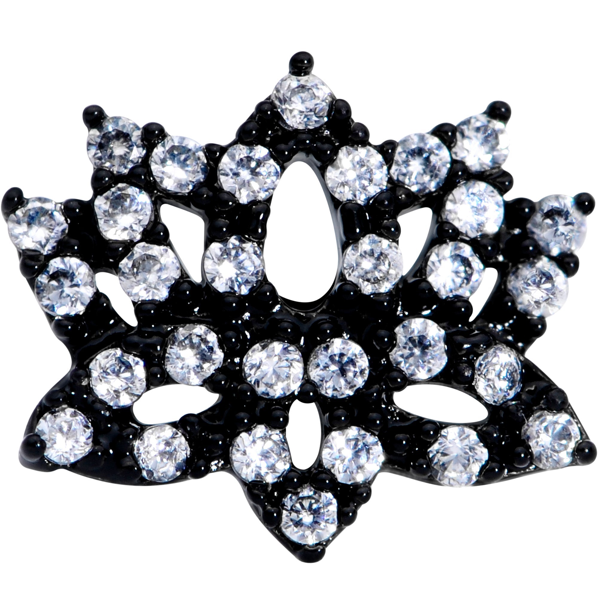 16G 5/16 Clear CZ Gem Black Lotus Flower Labret Monroe Tragus