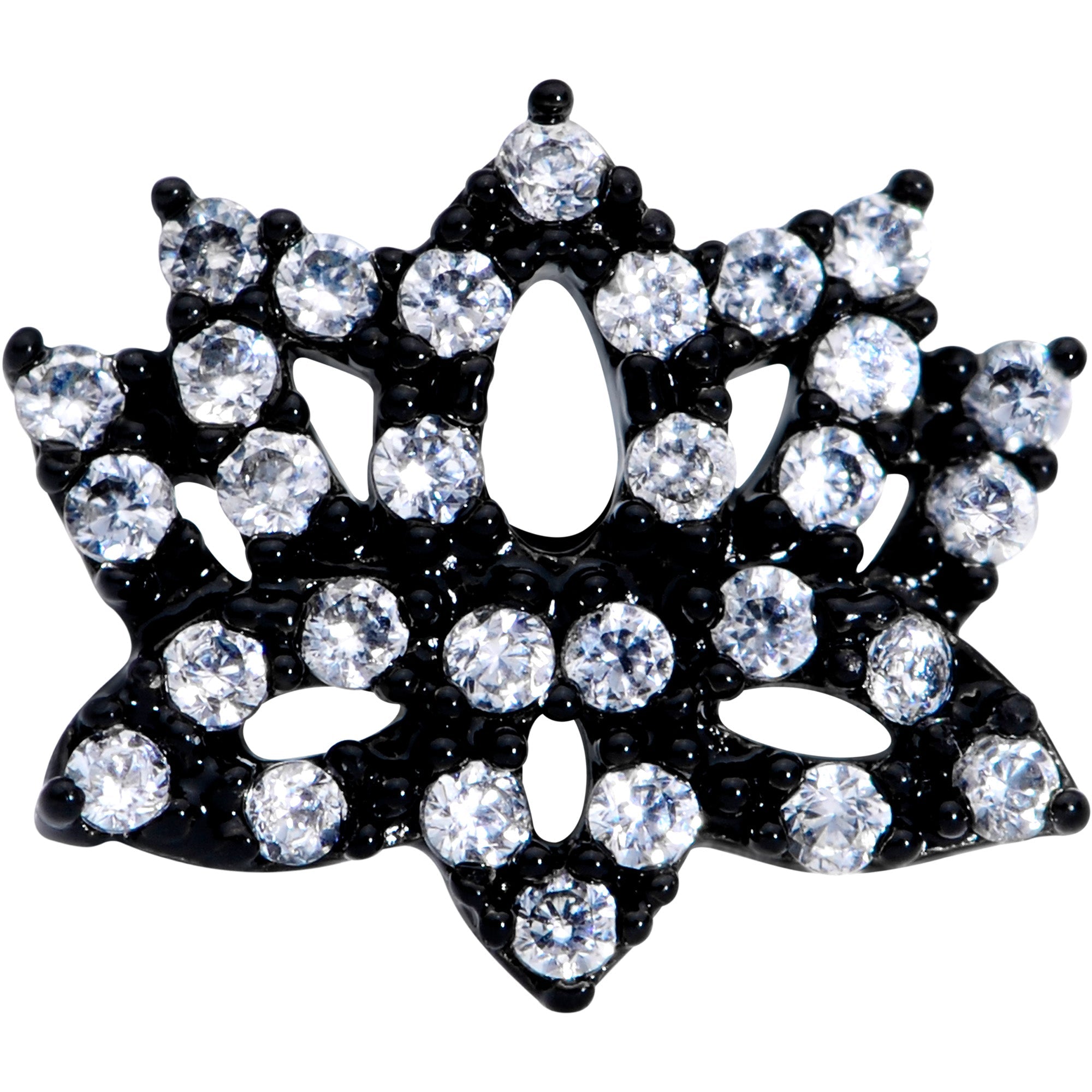 20G 1/4 Clear CZ Gem Black Lotus Flower Nose Bone