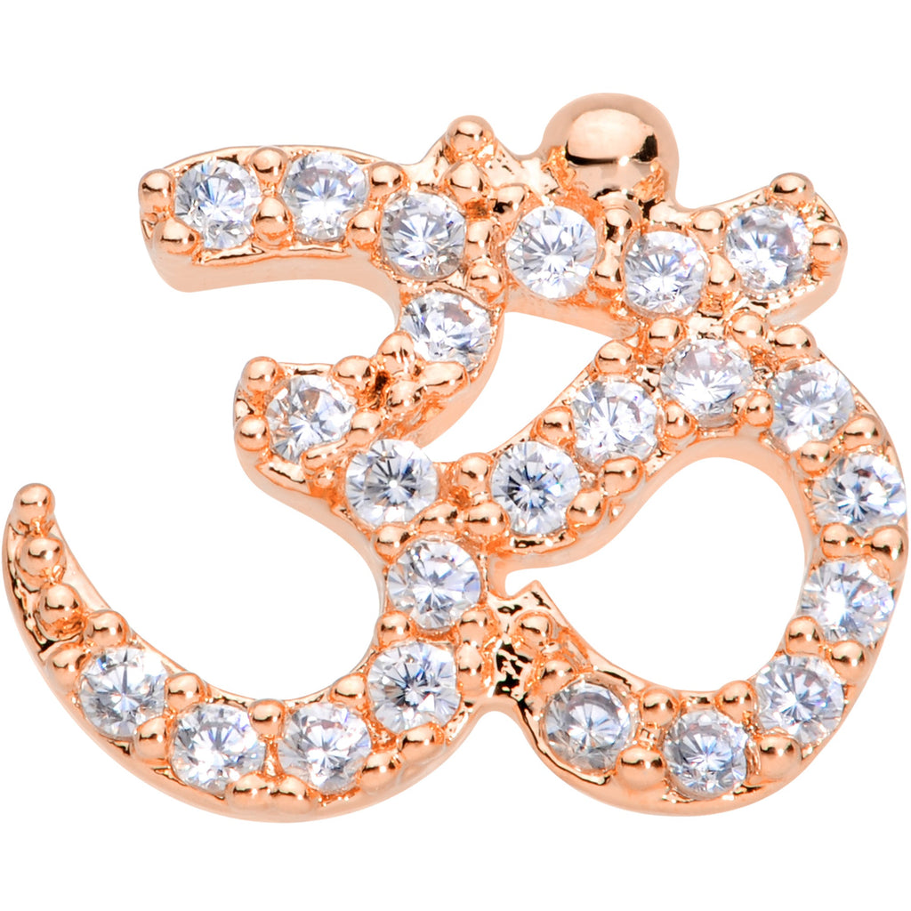 18G 3/8 Clear CZ Gem Gold Tone Amazing Om Nose Hoop