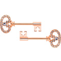 14G 9/16 Clear CZ Gem Rose Gold Tone Key Nipple Ring Set