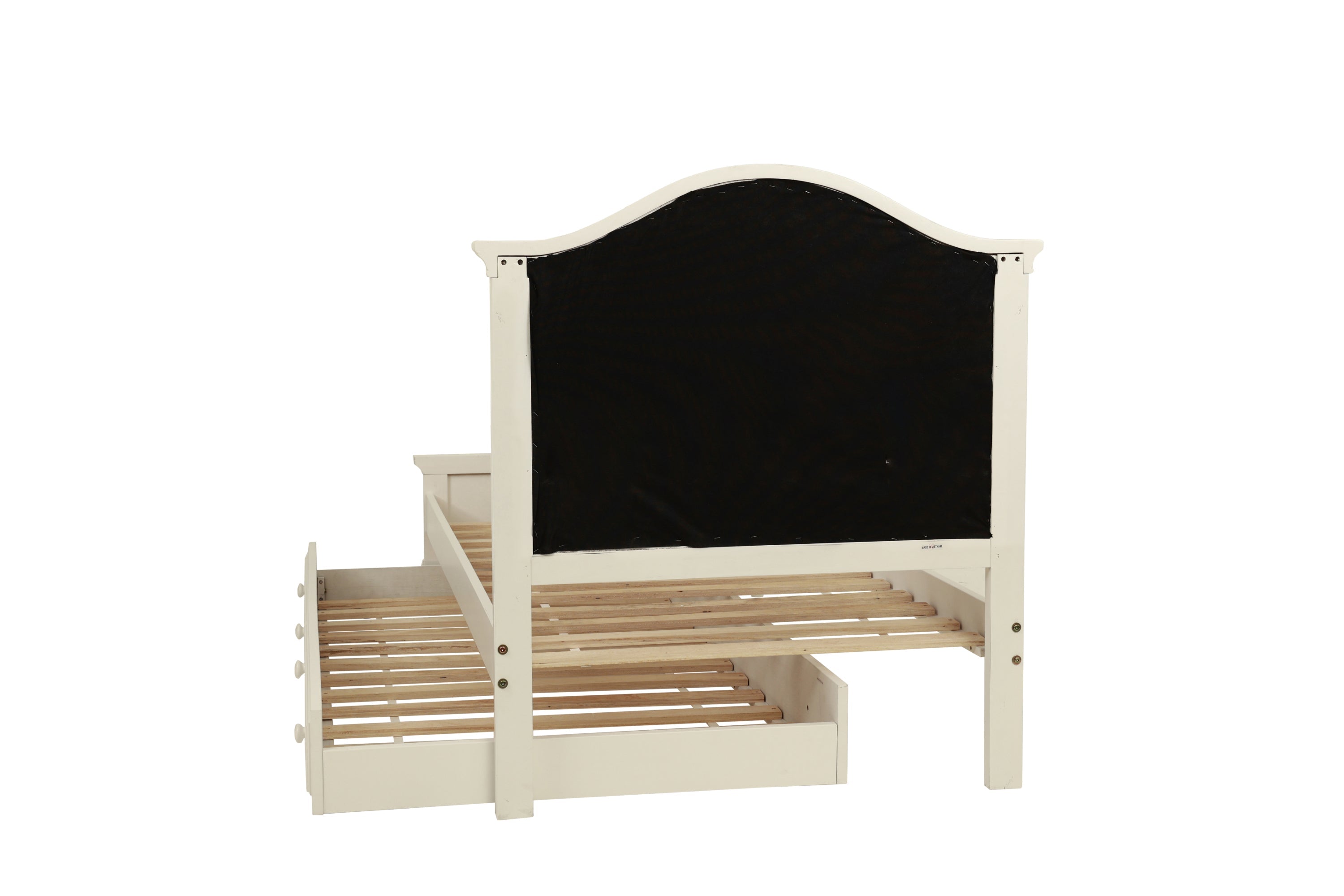 Contemporary Style Twin Size Bed w/ Trundle Slats Pine Plywood Kids Youth Bedroom Furniture Pink Faux Leather Tufted HB