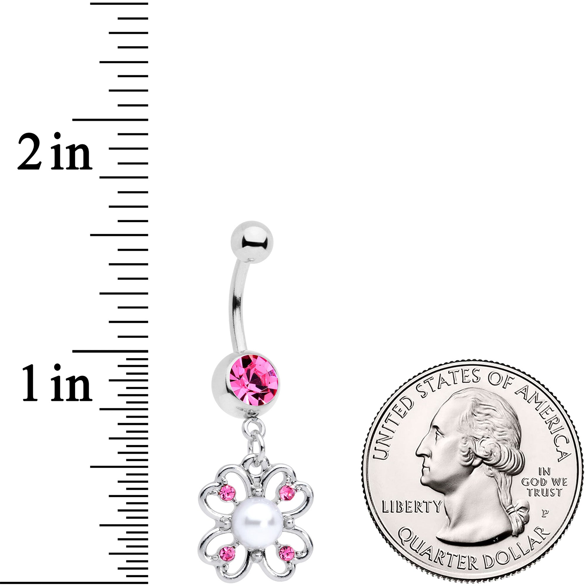 Pink Gem Sumptuous Shamrock St Patricks Day Dangle Belly Ring