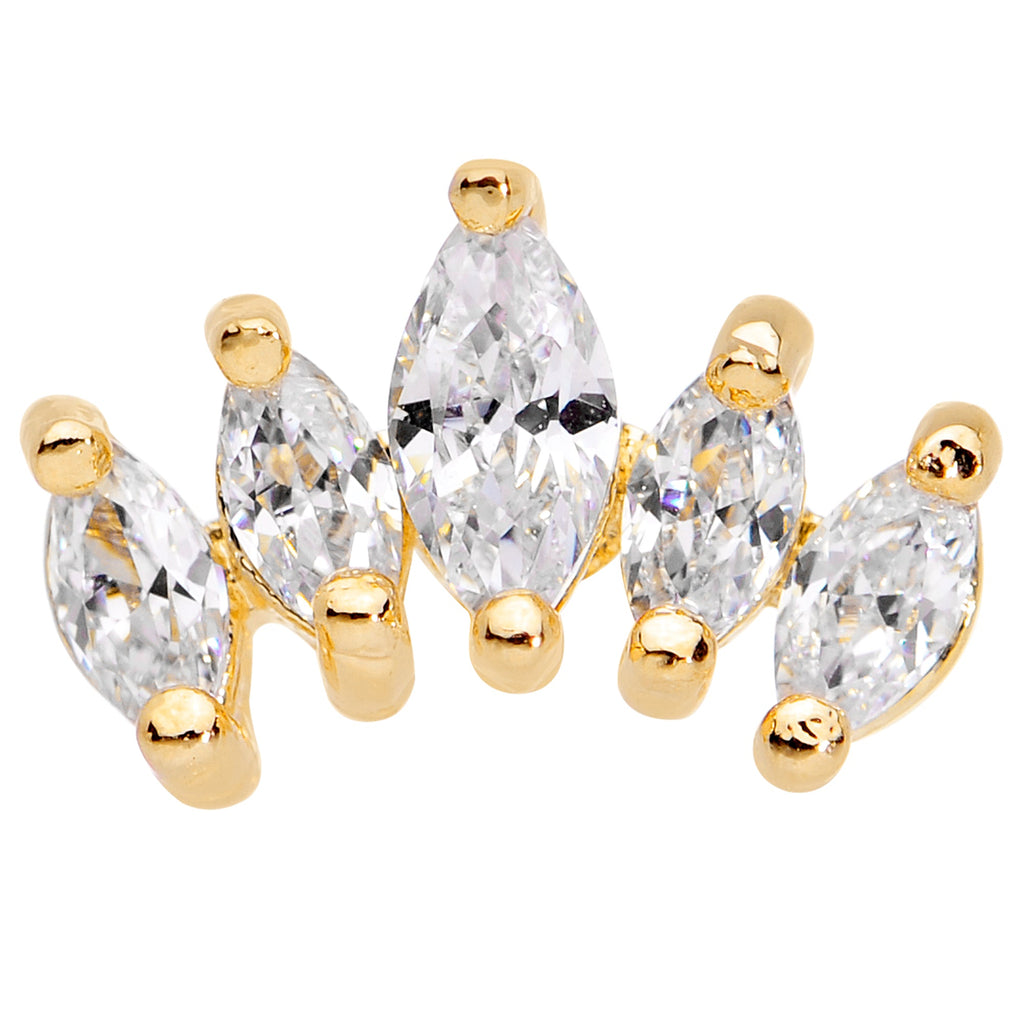 16G 1/4 Clear CZ Gem Gold Tone Crown Cartilage Tragus Earring