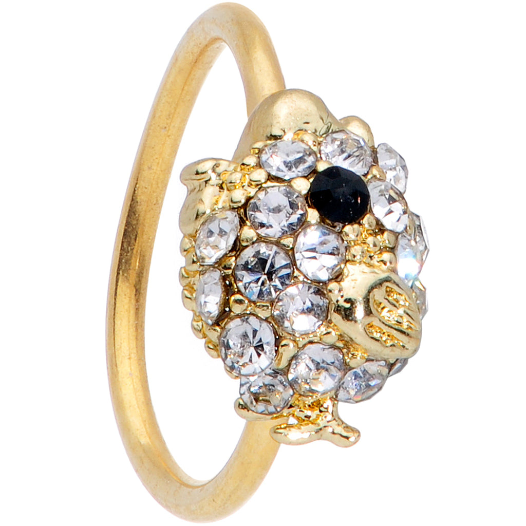 20G 5/16 Clear Gem Gold Tone Little Chick Nose Hoop