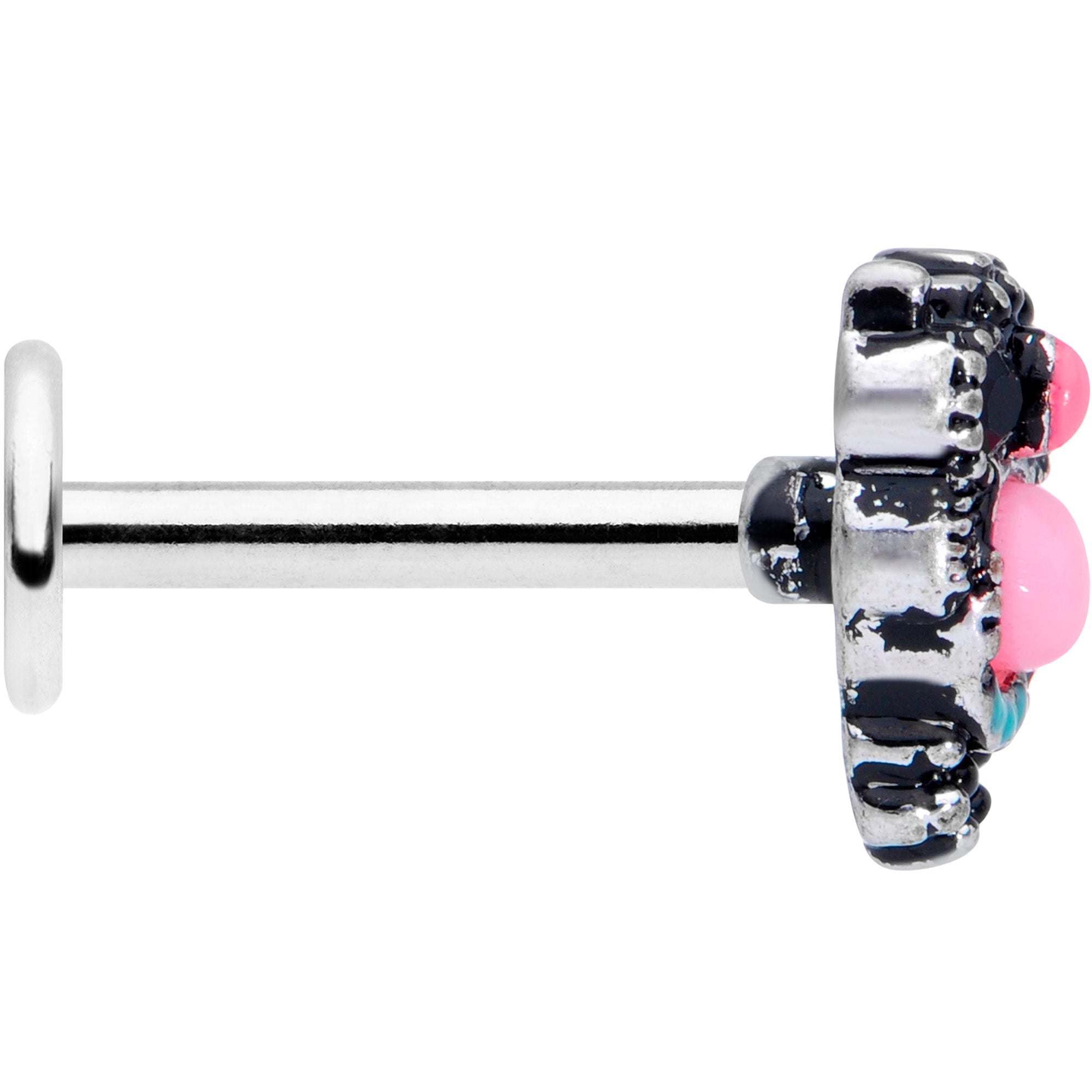 16G 5/16 Black Gem Pink Orb Owl Labret Monroe Tragus